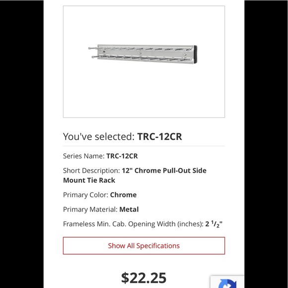 Tie Rod. Chrome. Closet organizer. - Picture 2 of 3